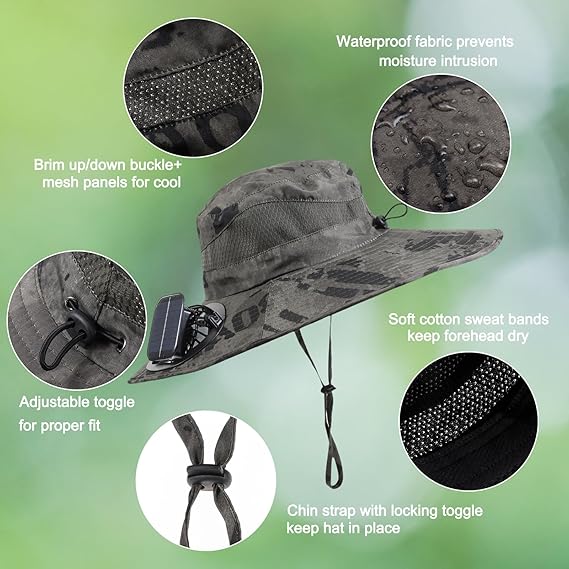 Outdoor Solar Powered Fan Hat
